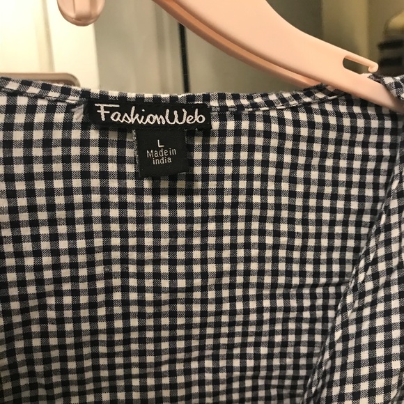 Gingham Navy Wrap Top - Picture 4 of 5